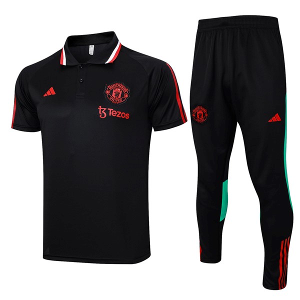 Polo Manchester United Conjunto Completo 2024 Negro